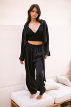 Linen Shirt & Pants Co-Ord in Black