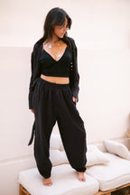 Linen Shirt & Pants Co-Ord in Black