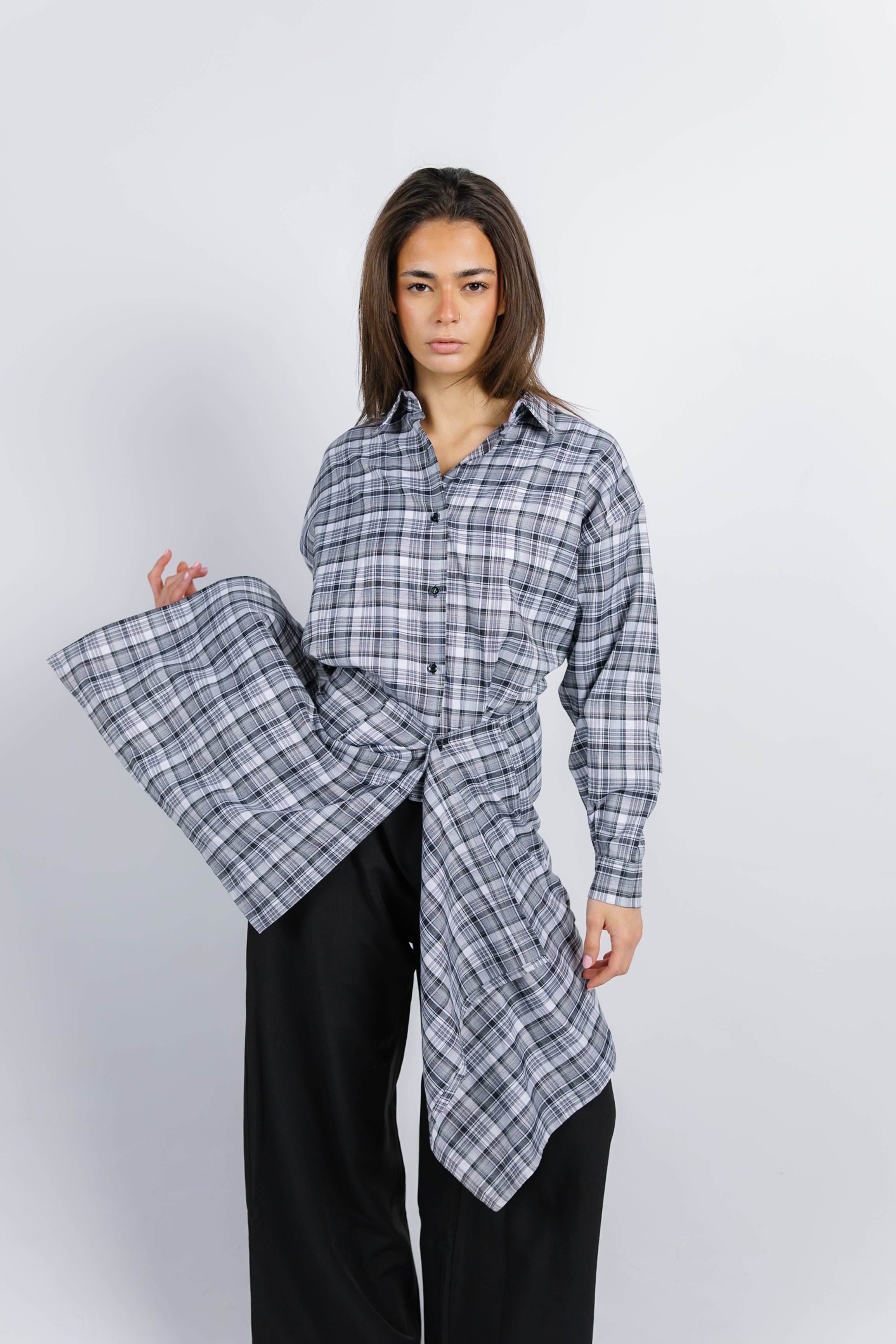 The Checkered Top - Black