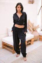 Linen Shirt & Pants Co-Ord in Black