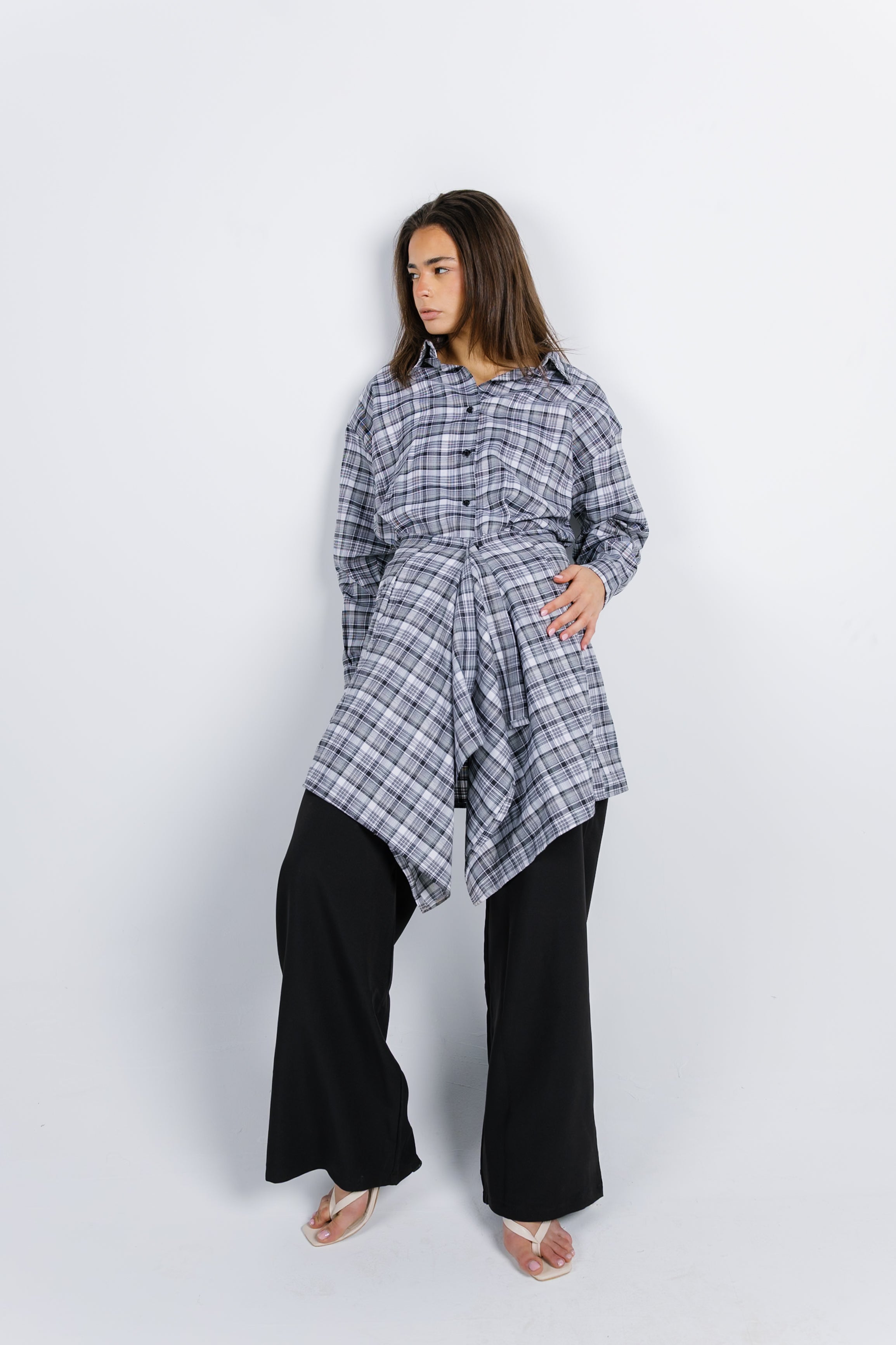 The Checkered Top - Black