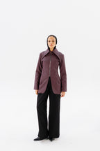 Fitted Leather Jacket - Burgundy