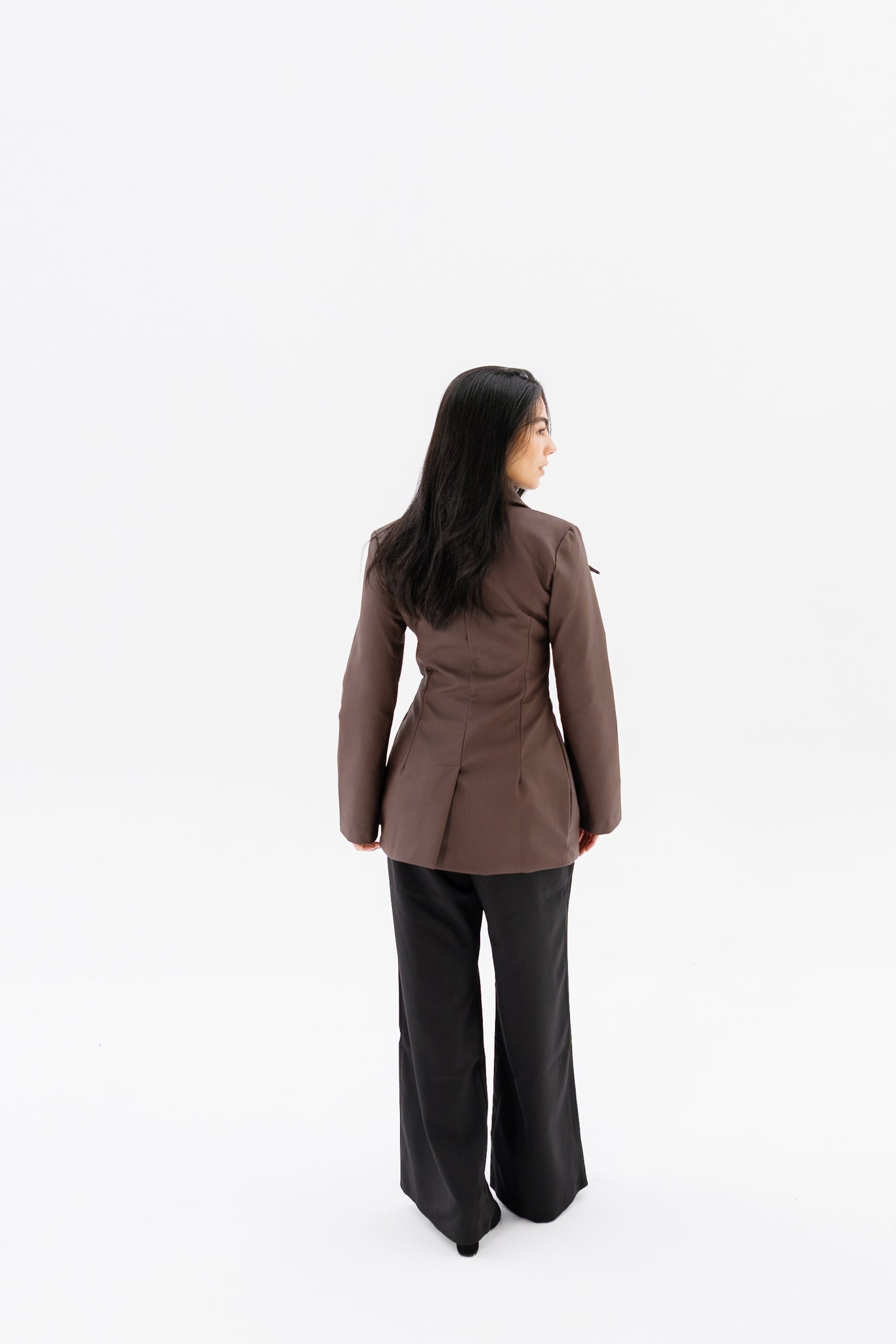 Fitted Leather Jacket - Brown