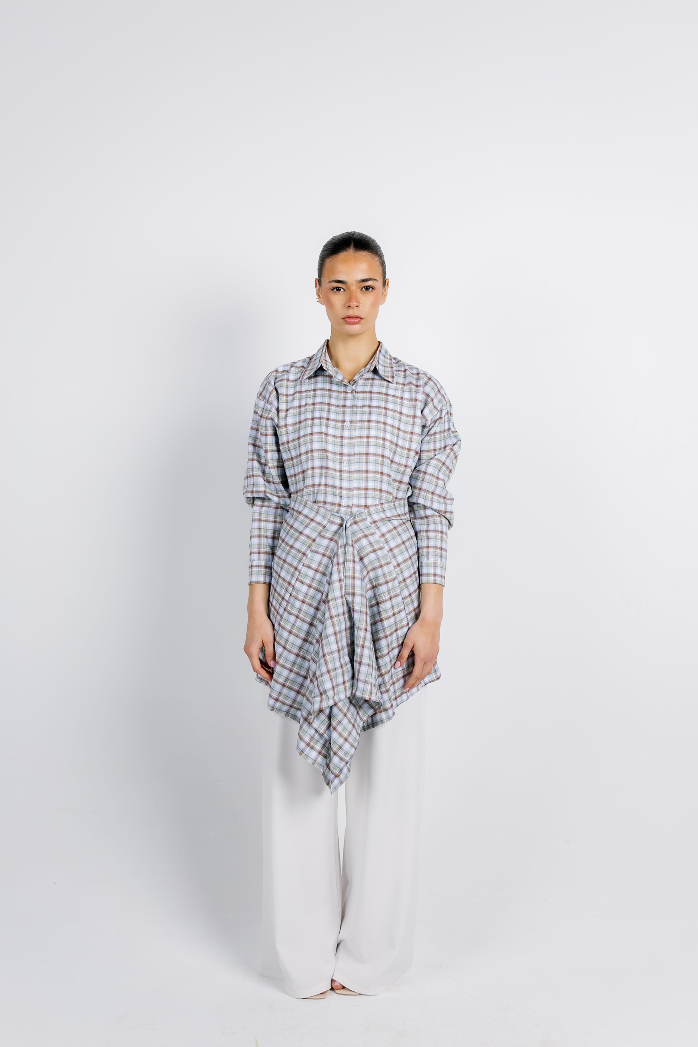 The Checkered Top - Brown
