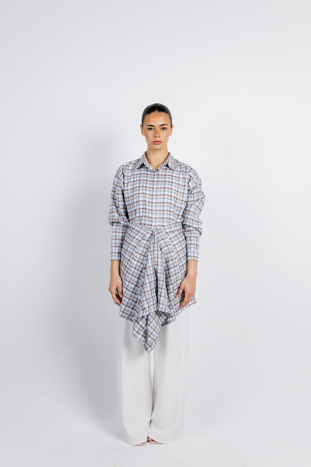 The Checkered Top - Brown