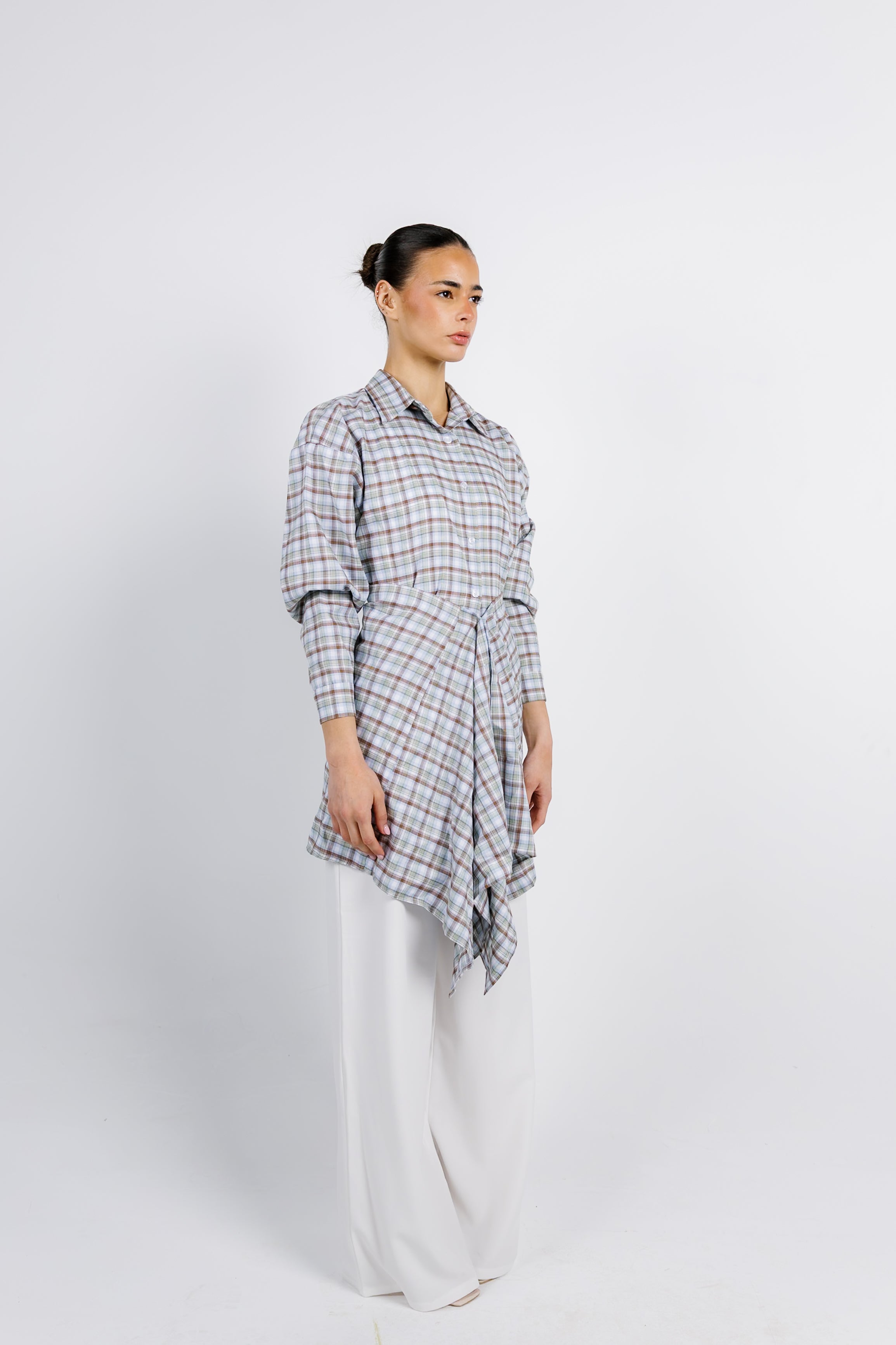 The Checkered Top - Brown