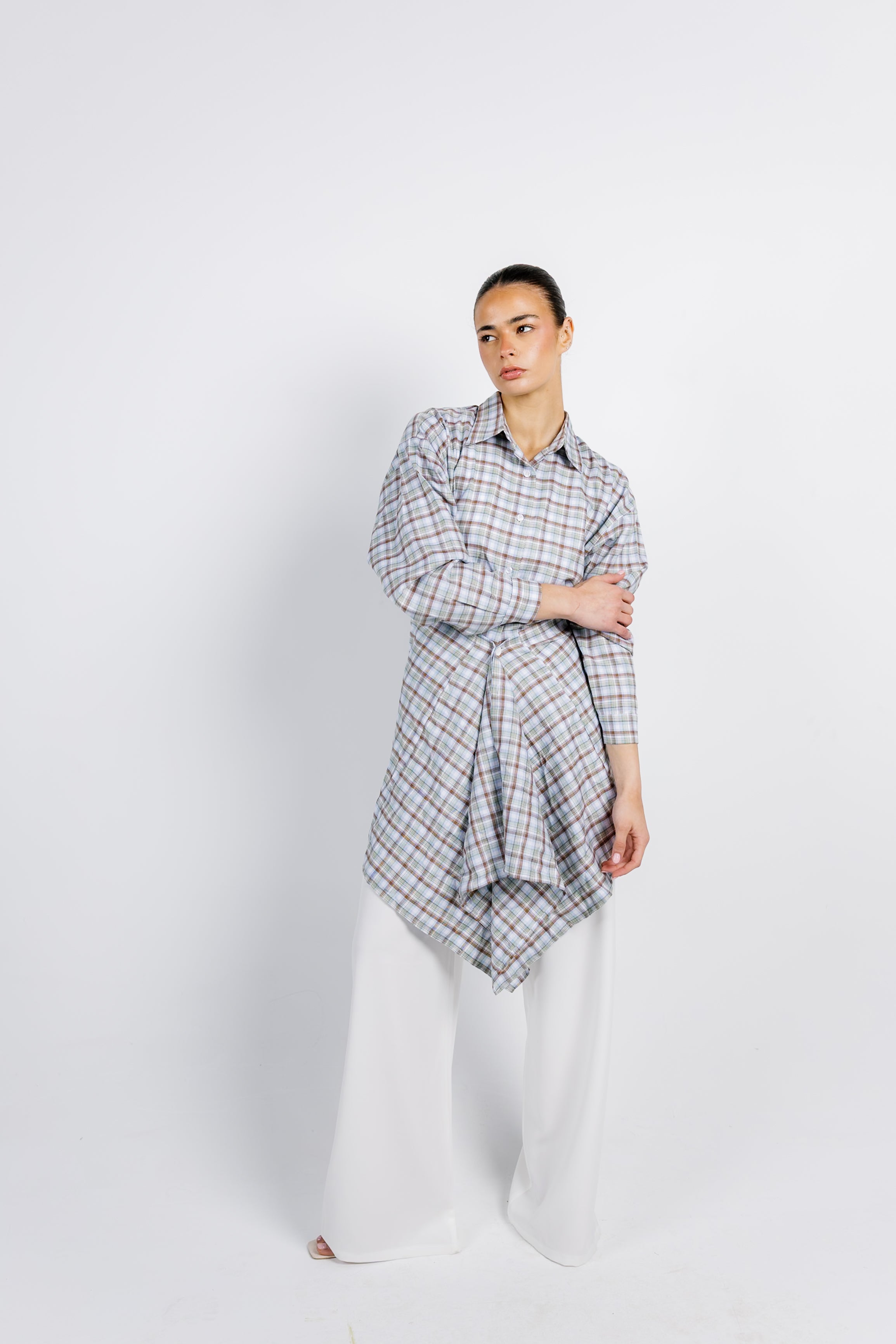The Checkered Top - Brown