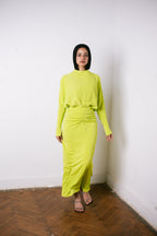 Long Sleeve top with Pleats - Apple Green