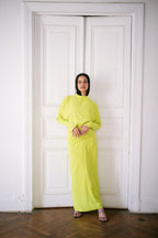 Ruched Maxi Skirt - Apple Green