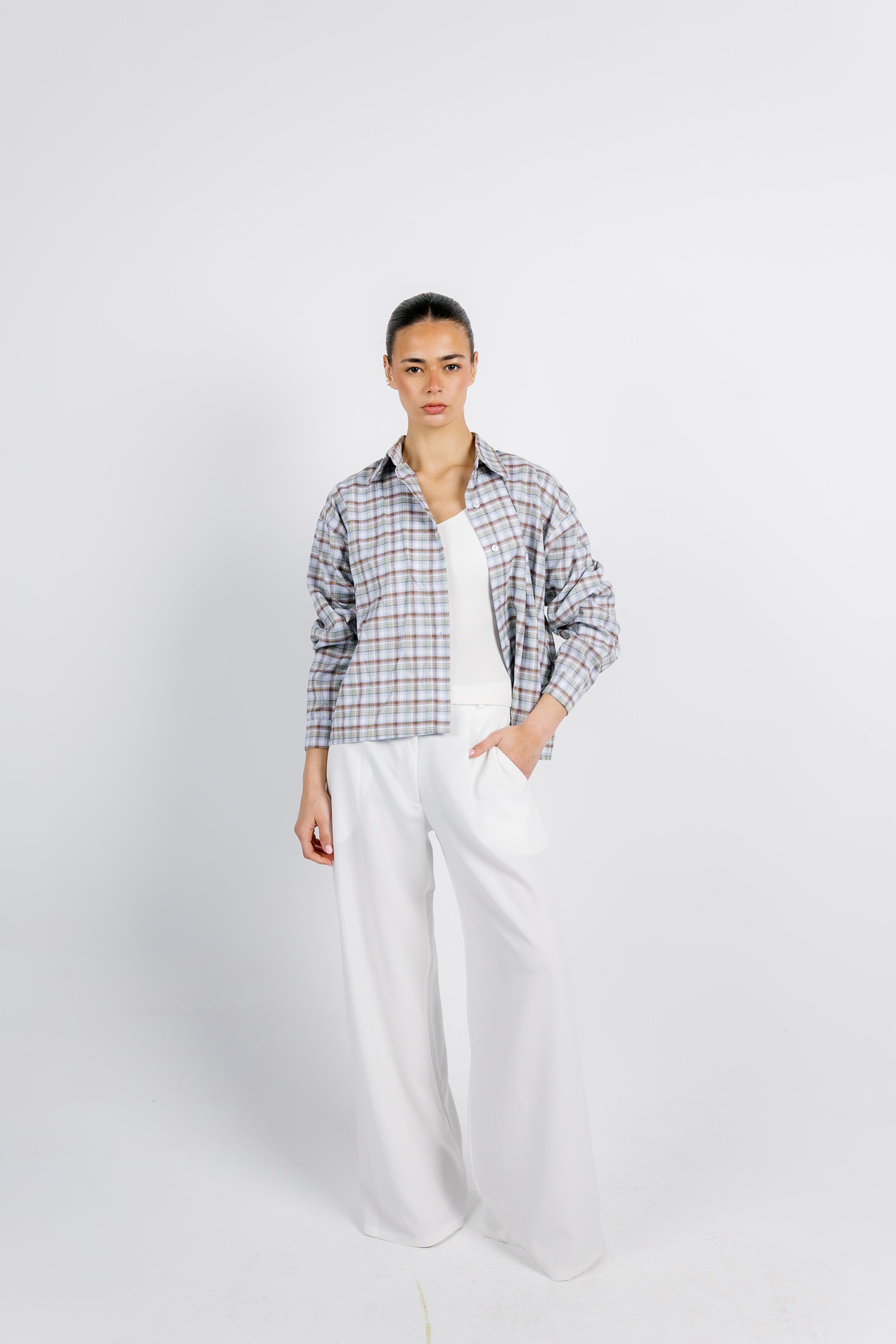 The Checkered Top - Brown