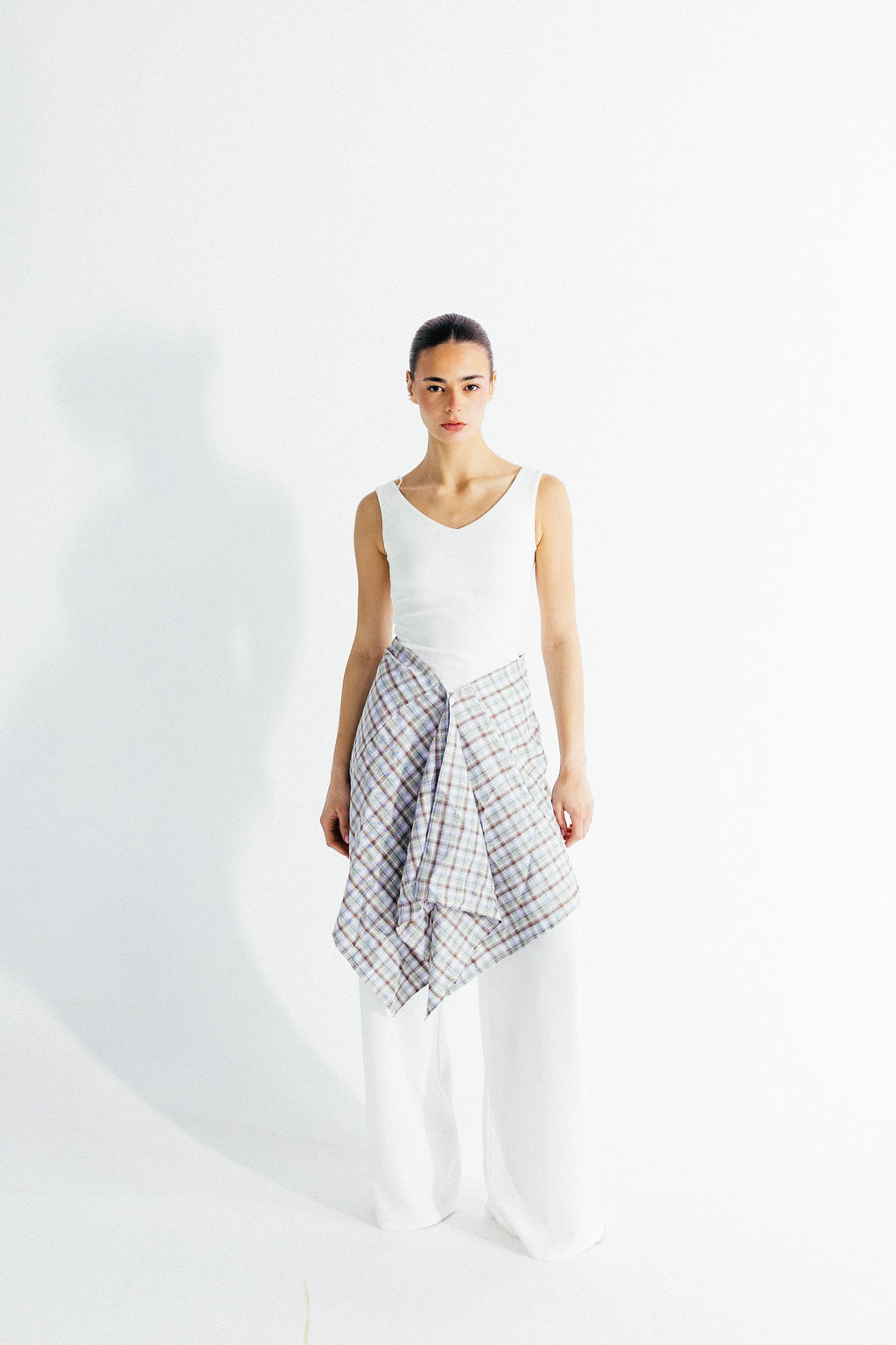 The Checkered Top - Brown