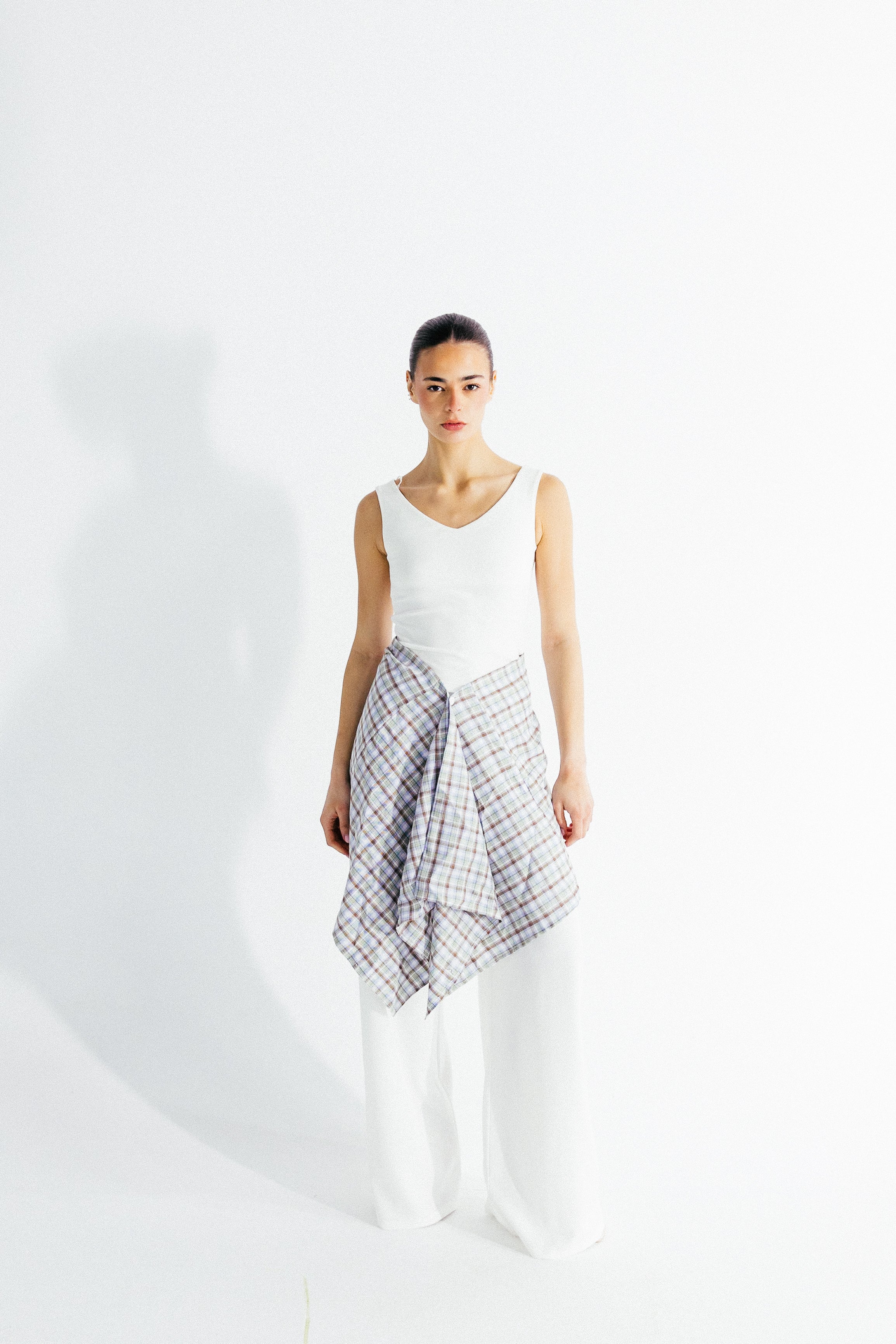 The Checkered Top - Brown