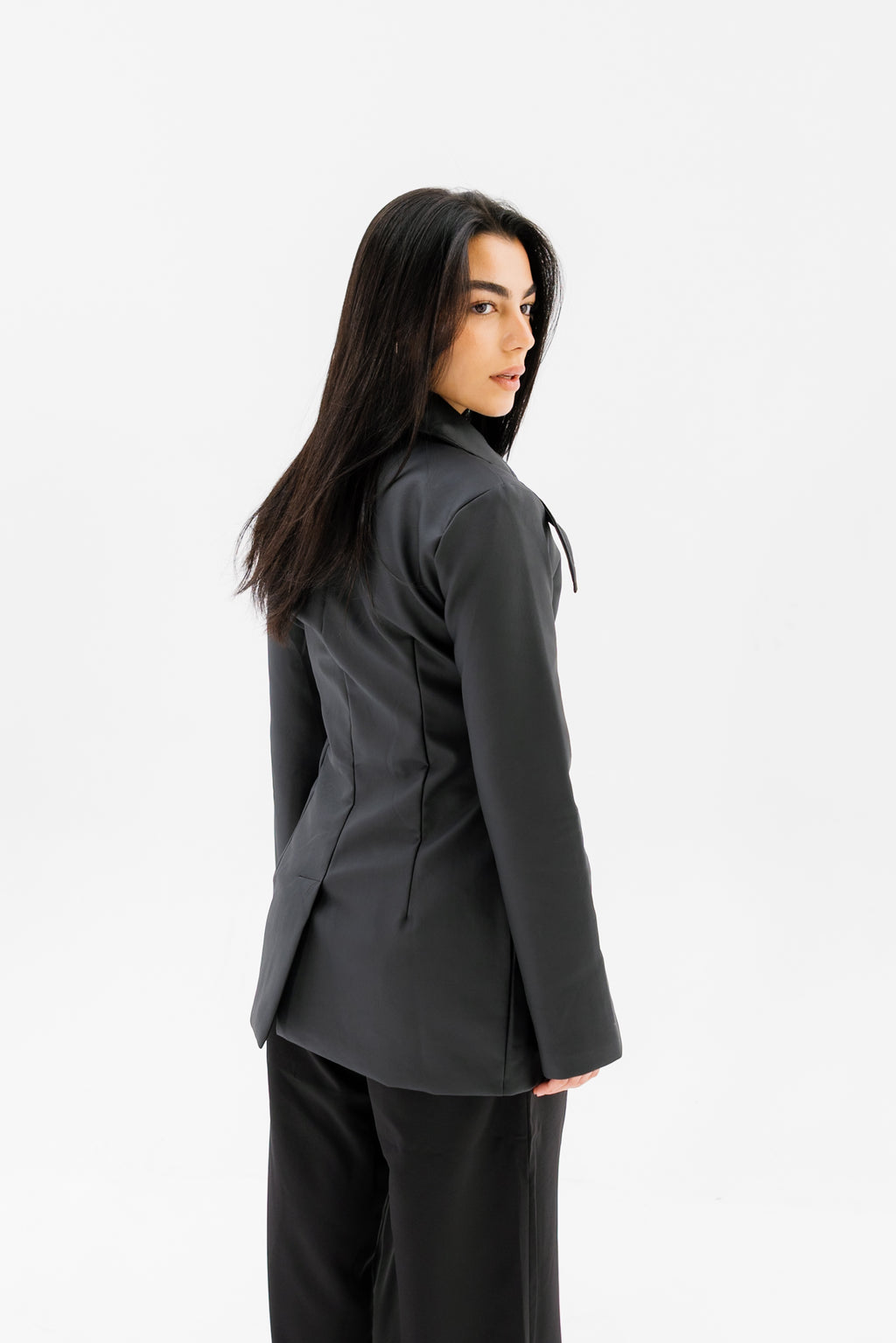 Fitted Leather Jacket - Black