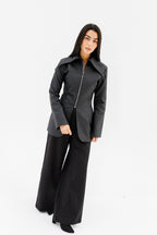 Fitted Leather Jacket - Black