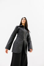 Fitted Leather Jacket - Black