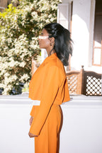 Cropped Dad Blazer - Coral Orange