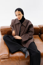 Oversized Leather Jacket - Brown