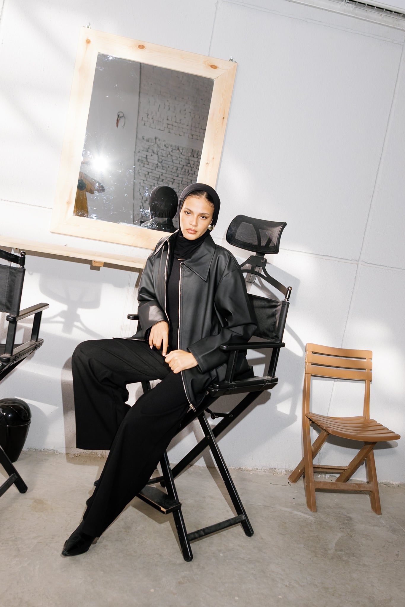 Oversized Leather Jacket - Black