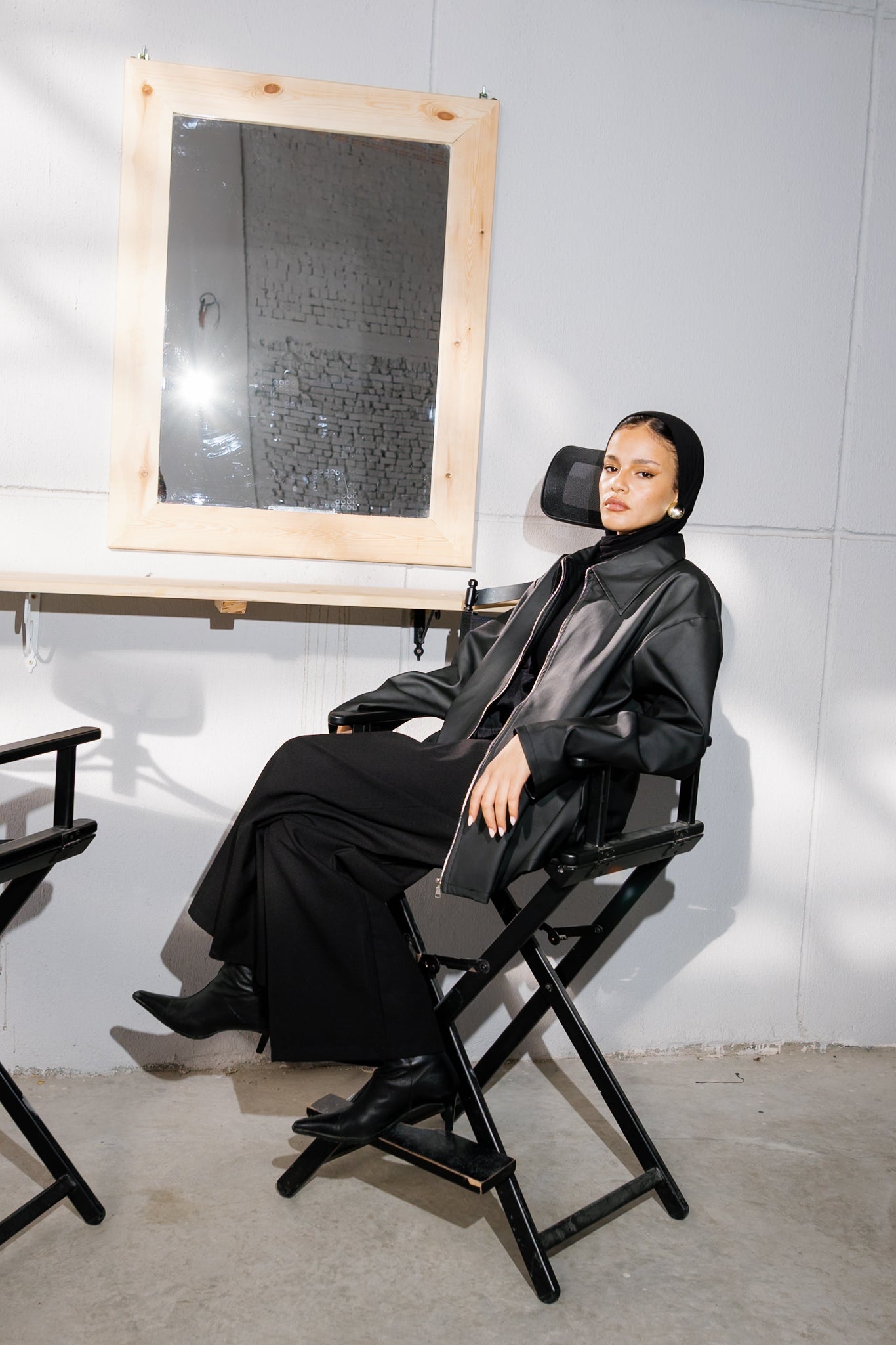 Oversized Leather Jacket - Black