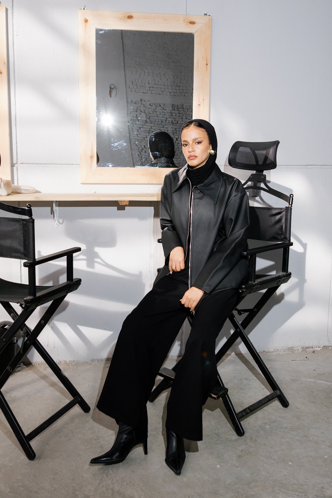 Oversized Leather Jacket - Black