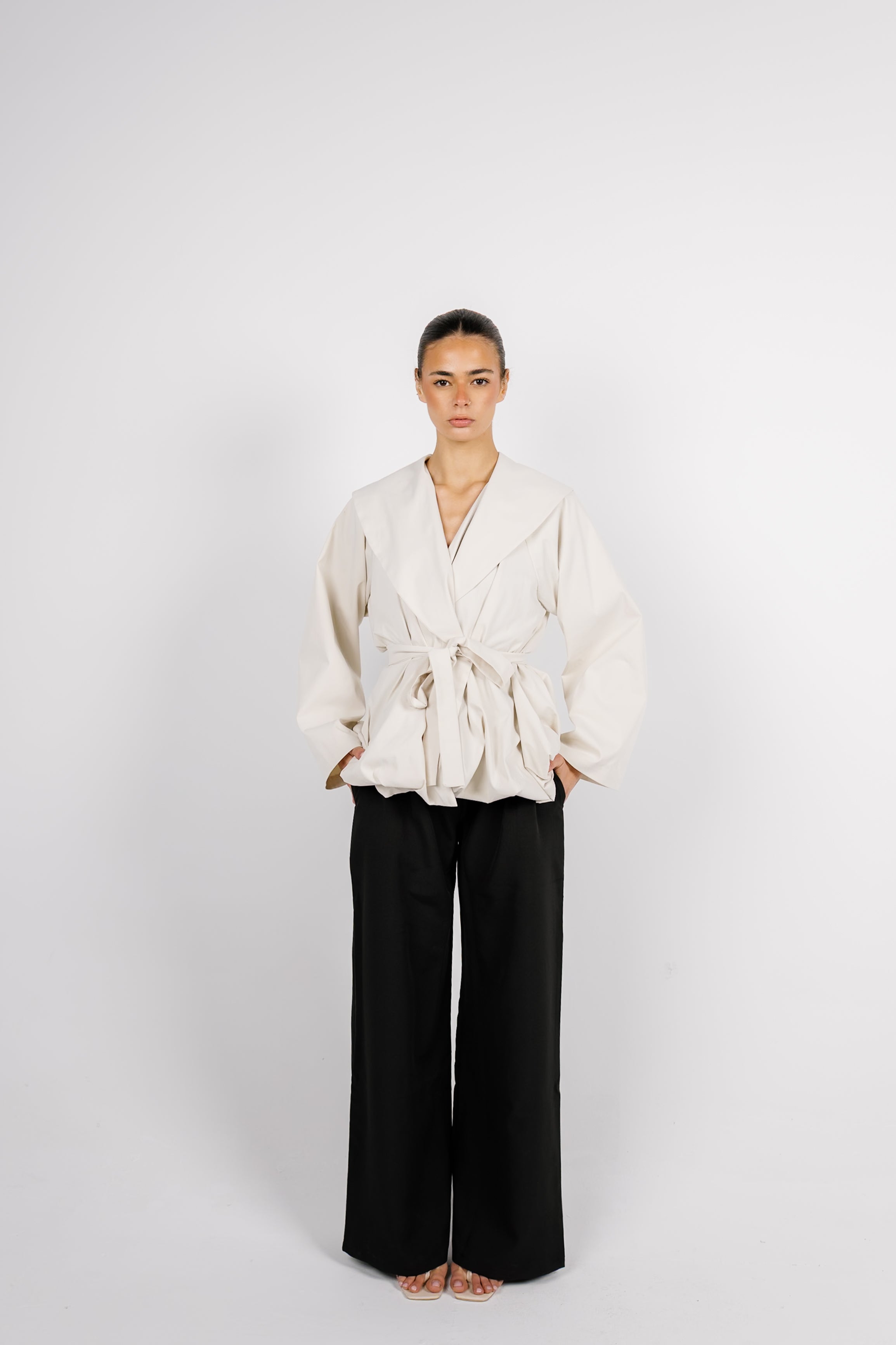 Offset Balloon Jacket - Cream