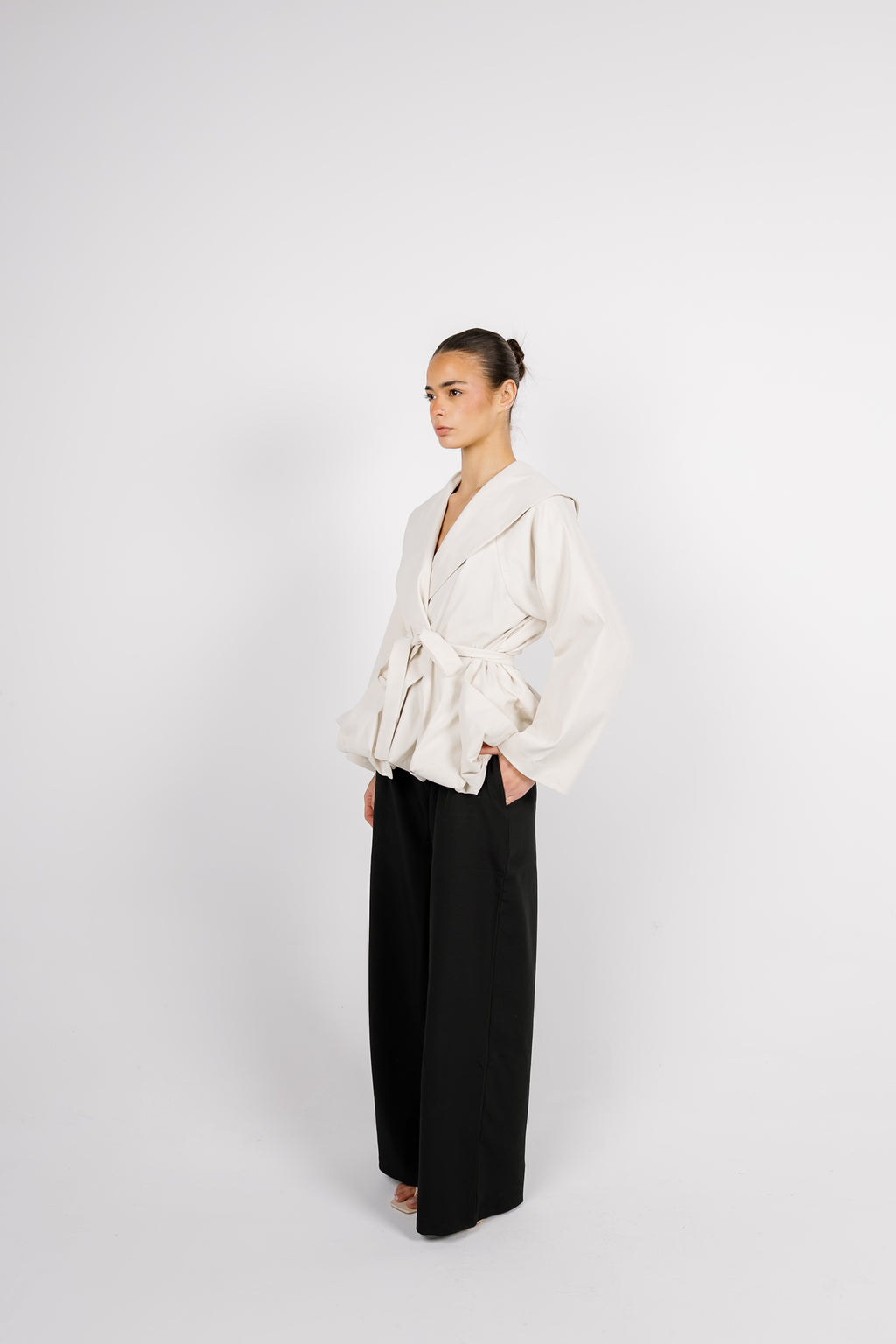 Offset Balloon Jacket - Cream