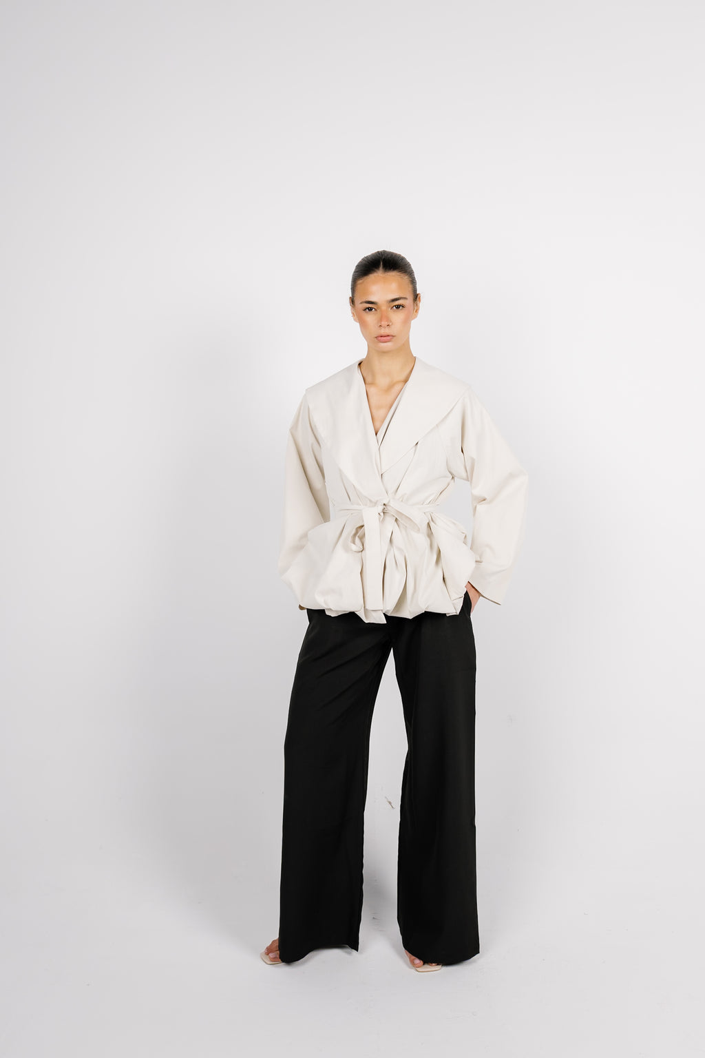Offset Balloon Jacket - Cream