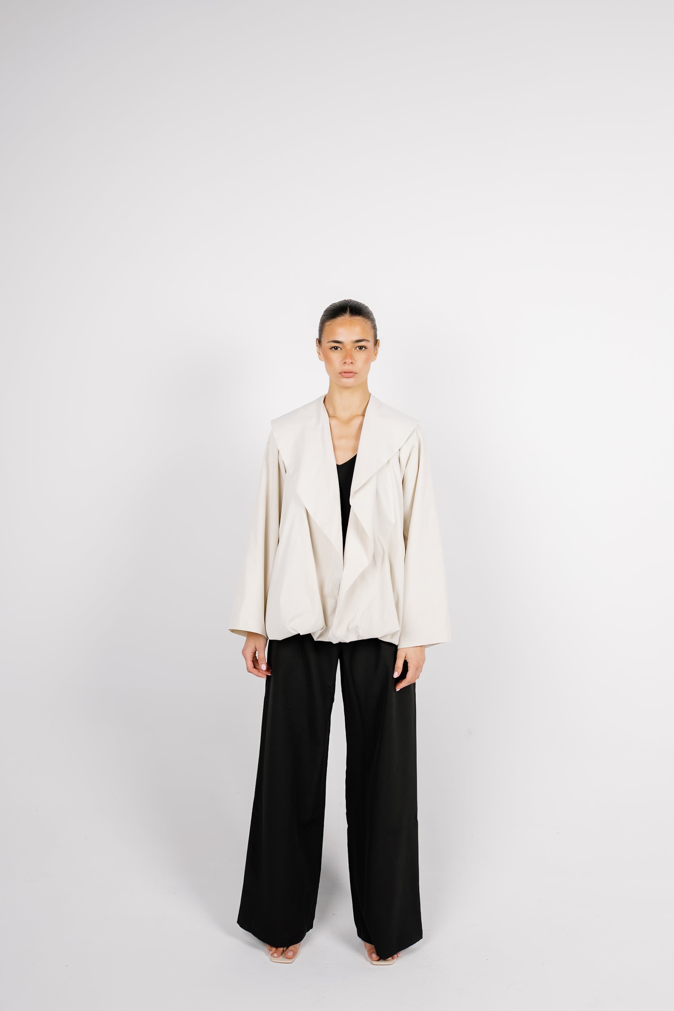 Offset Balloon Jacket - Cream