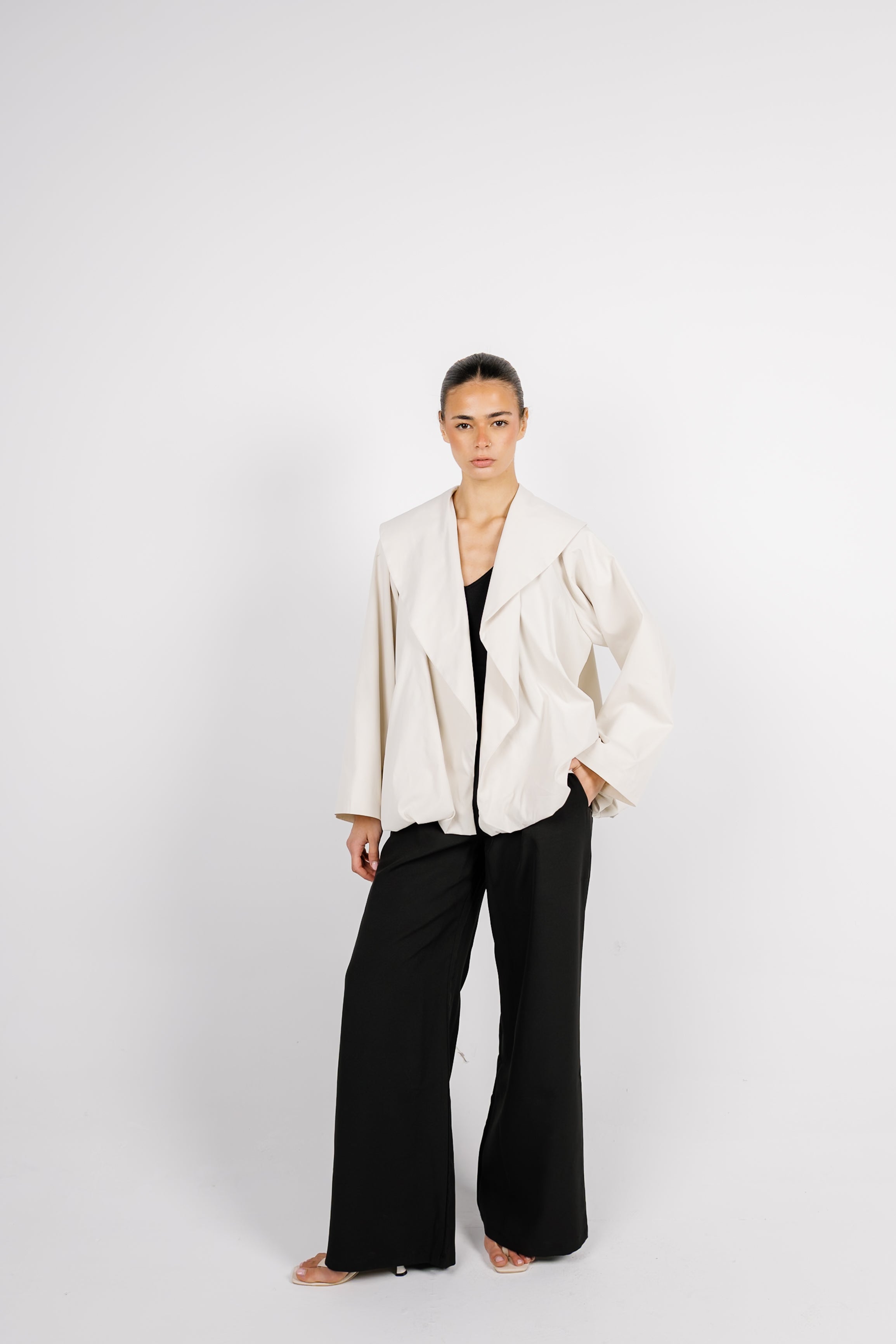 Offset Balloon Jacket - Cream