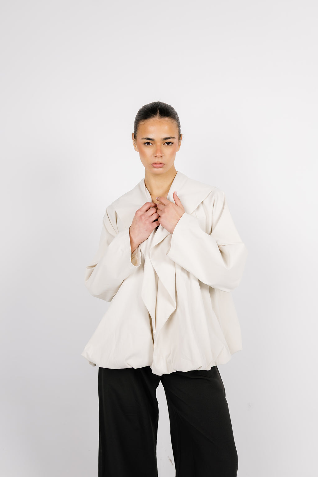 Offset Balloon Jacket - Cream