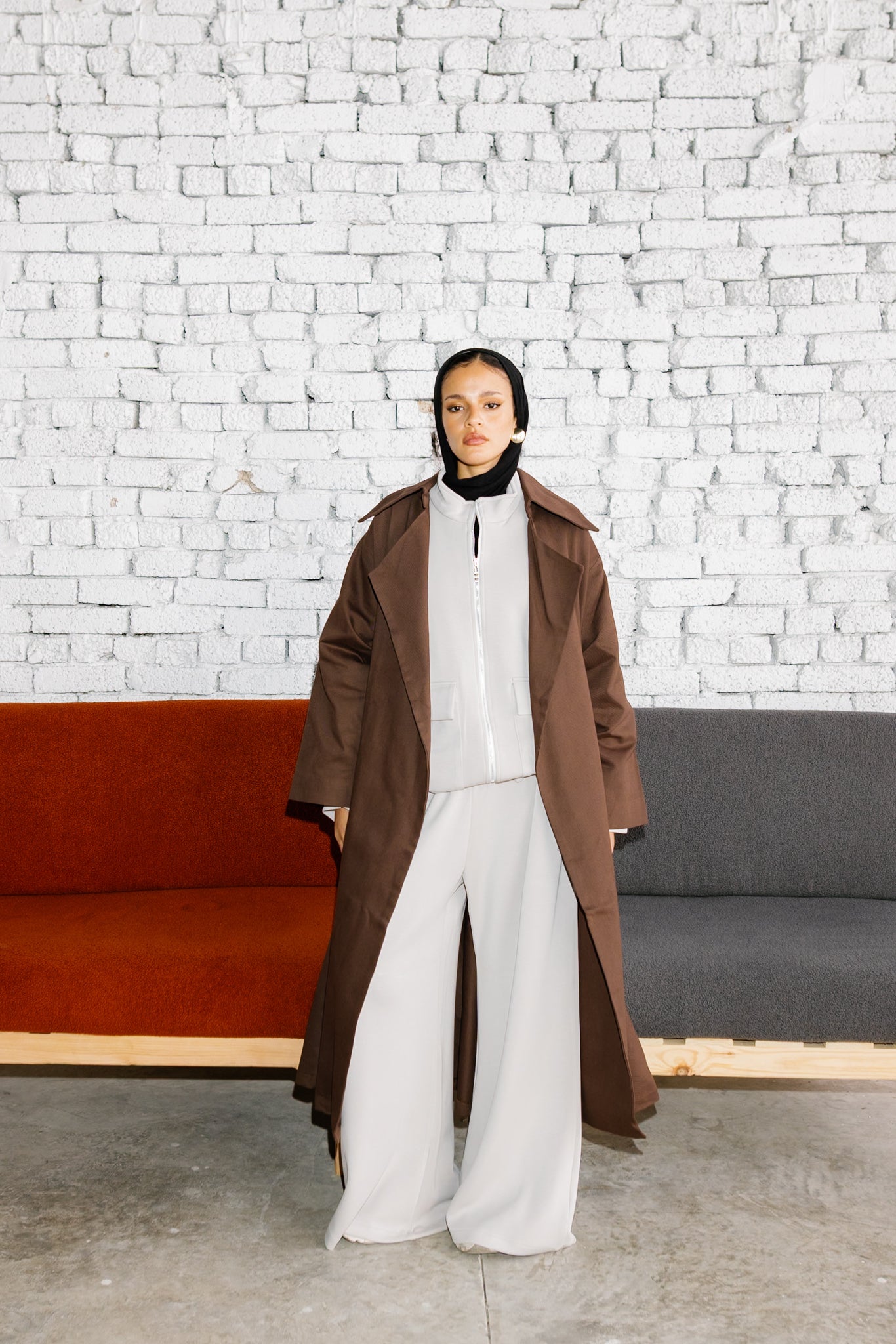 Flowing Trench Coat - Brown