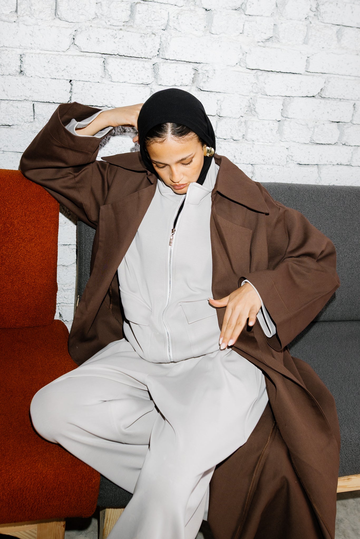 Flowing Trench Coat - Brown