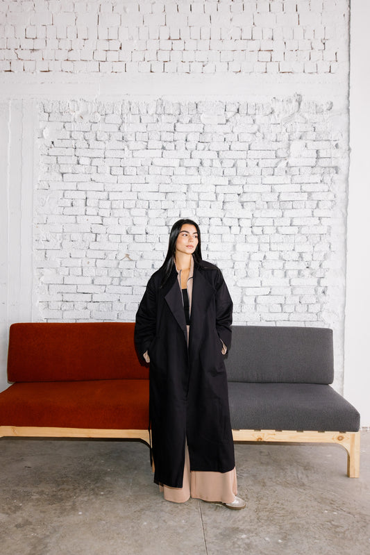 Flowing Trench Coat - Black